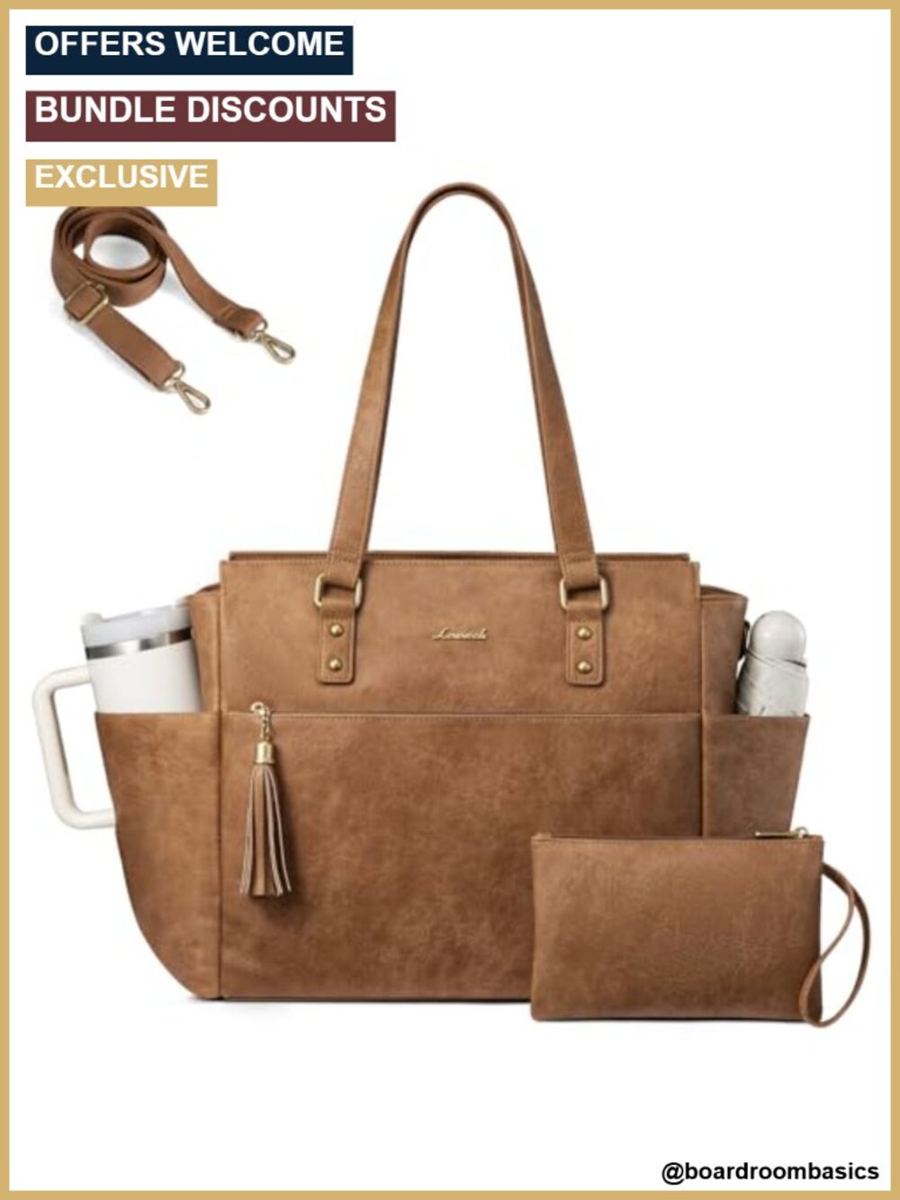 LOVEVOOK Laptop Tote Bag for Women 15.6 Inch Vintage Work Bag With Large Cup